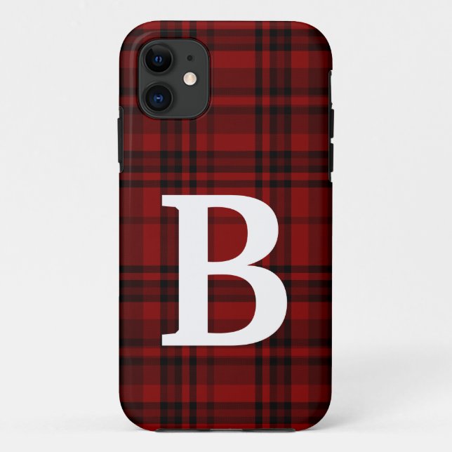CHECKERED PLAID BLACK RED CUSTOMIZE TYPOGRAPHY  Case-Mate iPhone CASE (Back)