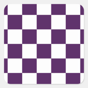 Checkered Purple and White Square Sticker