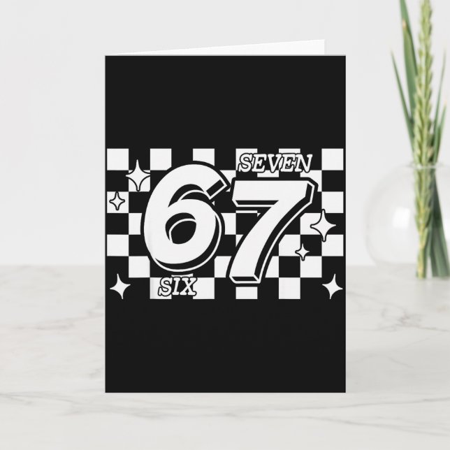 Checkered Six Seven 6 7 Meme Gen Alpha Slang  Card (Front)