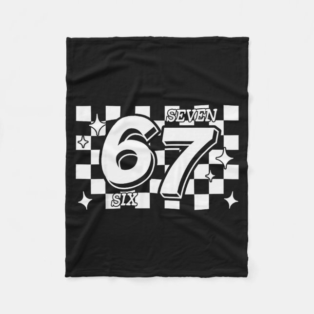 Checkered Six Seven 6 7 Meme Gen Alpha Slang  Fleece Blanket (Front)