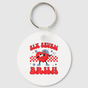Checkered Six Seven Bruh Hearts 67 Valentines Day  Key Ring