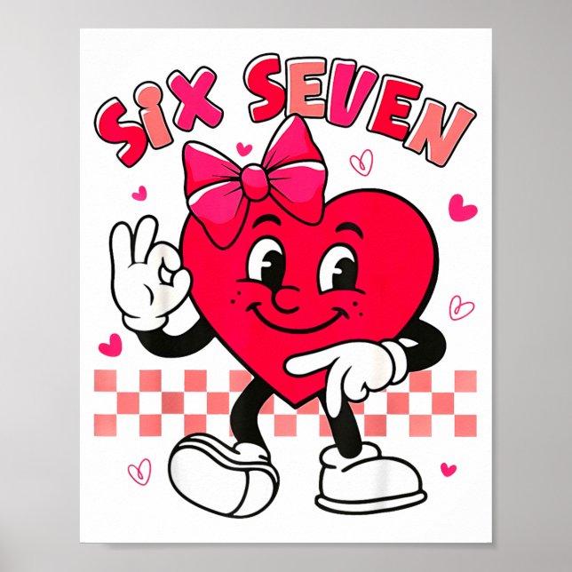 Checkered Six Seven Cool Hearts 67 Valentines Day  Poster (Front)