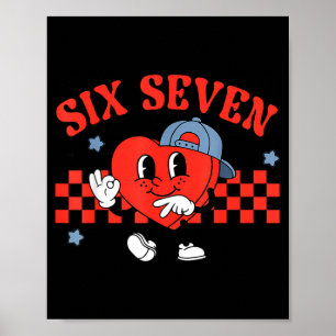 Checkered Six Seven Cool Hearts 67 Valentines Day  Poster