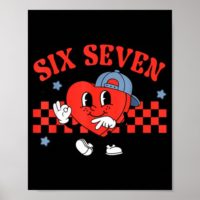 Checkered Six Seven Cool Hearts 67 Valentines Day  Poster (Front)