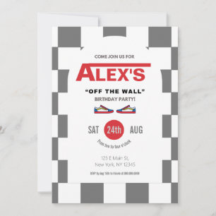 Checkered Skate Birthday Party Invitation