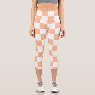 Checkered squares black and white geometric retro  capri leggings