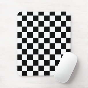 Checkered squares black and white geometric retro mouse mat