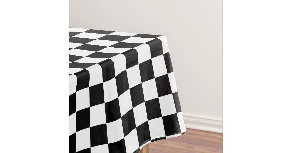Checkered squares black and white geometric retro tablecloth Zazzle