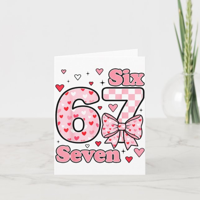 Checkered Valentine Cute Six Seven 6 7 Meme Teens  Card (Front)