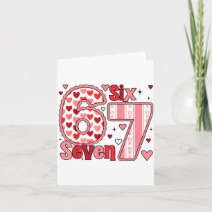 Checkered Valentine Cute Six Seven 6 7 Meme Teens Card