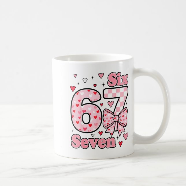 Checkered Valentine Cute Six Seven 6 7 Meme Teens  Coffee Mug (Right)