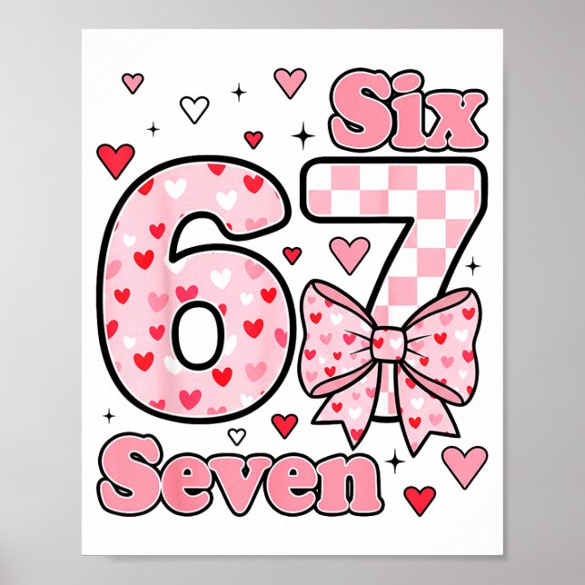Checkered Valentine Cute Six Seven 6 7 Meme Teens  Poster (Front)