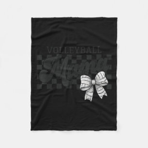 Checkered Volleyball Mama Coquette Bow Volleyball Fleece Blanket