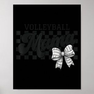 Checkered Volleyball Mama Coquette Bow Volleyball Poster