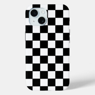 Checkered White and Black iPhone 15 Case