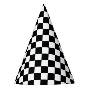 Checkered White and Black Party Hat