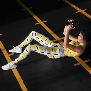 Checkered Yellow Capri Leggings