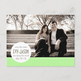 Checkers + Dots- Custom Save the Date - Lime Announcement Postcard