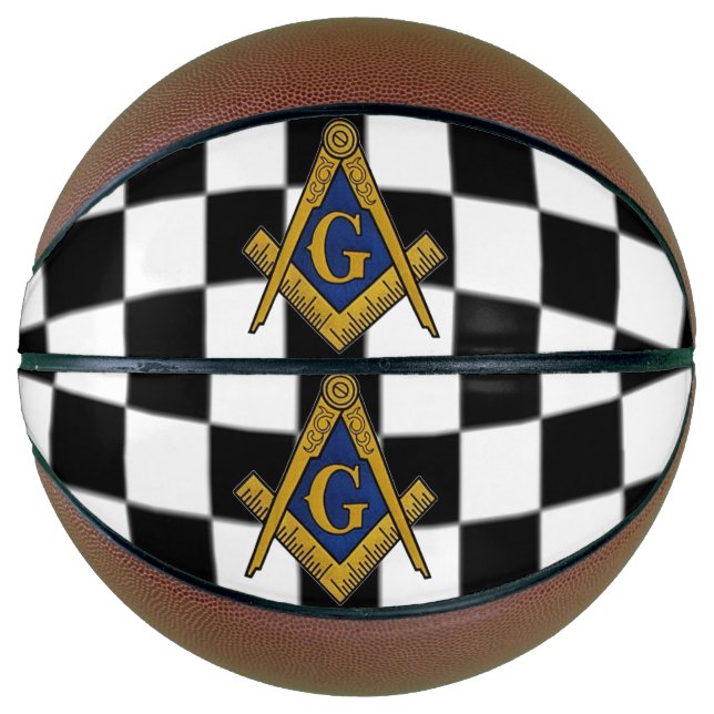 Checkers Masonic Freemasons Square and Compass Basketball (Front)