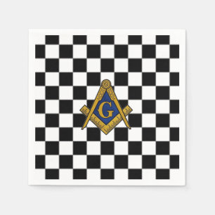 Checkers Masonic Freemasons Square and Compass Napkin