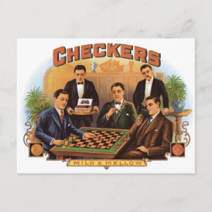 Checkers Mild & Mellow Cigars Vintage Label Art Postcard