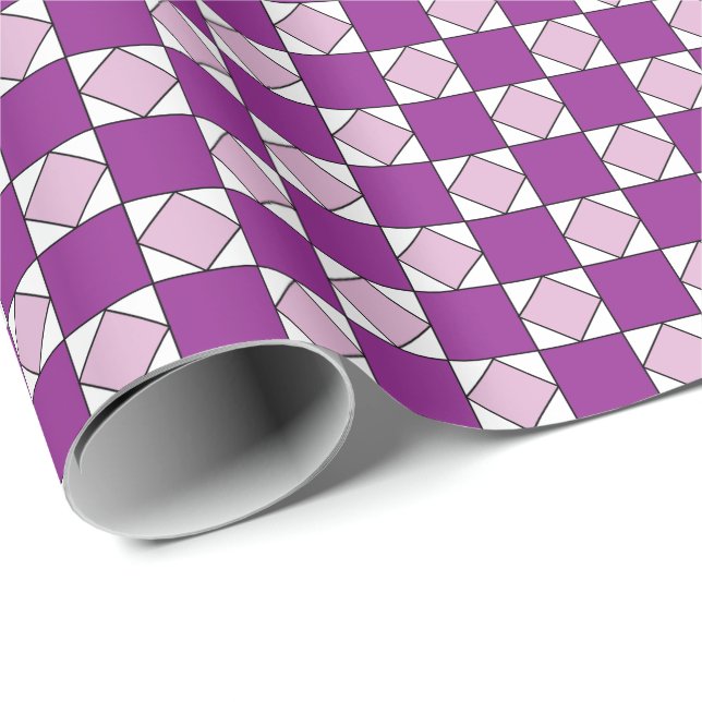 Checkers Purple Square Diamond Checkers Wrapping Paper (Roll Corner)