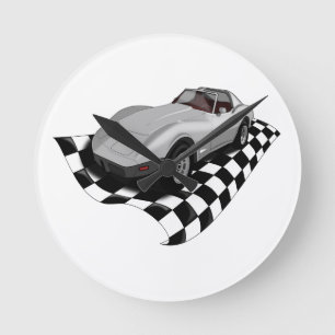Checkervette Round Clock