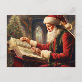Checking his list, checking it twice holiday postcard