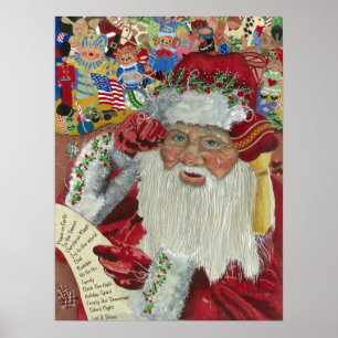 Checking It Twice — Classic Santa 18x24 Poster