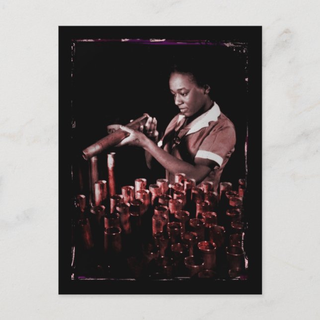 Checking Munitions in Factory Postcard (Front)