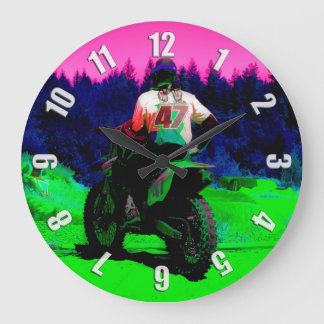Checking the Track - Motocross Racer Large Clock