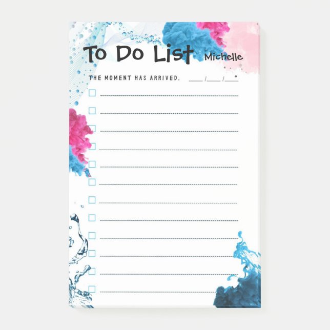 Checklist Azure and Pink Smoke To Do List  Post-it Notes (Front)