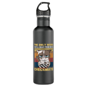 Checkmate Cat Kitten Retro Chess Player Gift Chess 710 Ml Water Bottle