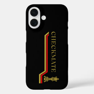 Checkmate chess game black red gold iPhone 16 case