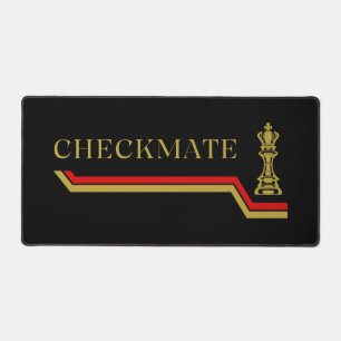 checkmate chess player quote red gold desk mat