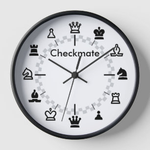 Checkmate Chess Wall Clock - checkerboard on white