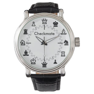 Checkmate Chess Watch - chequerboard on white