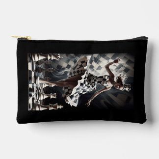 "Checkmate Elegance: Chess Queen Cosmetic Bag" Accessory Pouch