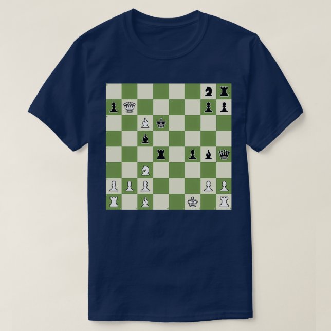 Checkmate in 3 Moves Chessboard w Chess Exercise  T-Shirt (Design Front)