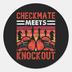 Checkmate Meets Knockout Battle Fun Classic Round Sticker