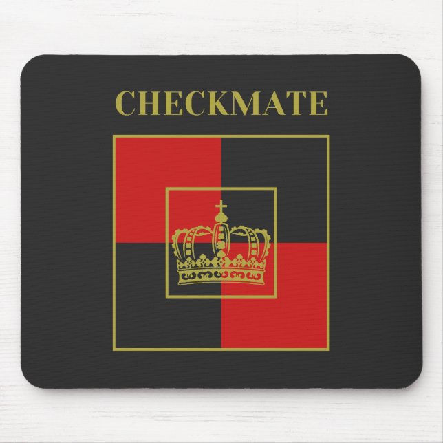 checkmate quote chess crown red gold black mouse mat (Front)