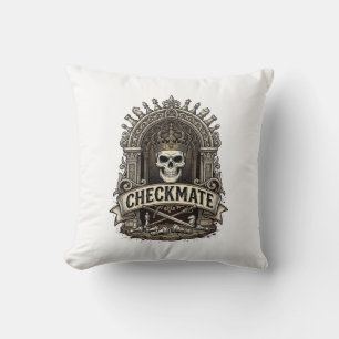 Checkmate Skull King Vintage Chess Cushion