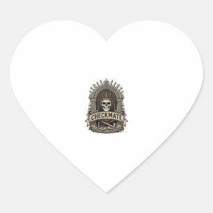 Checkmate Skull King Vintage Chess Heart Sticker
