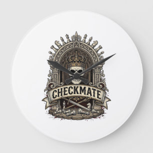 Checkmate Skull King Vintage Chess Large Clock