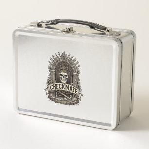 Checkmate Skull King Vintage Chess Metal Lunch Box
