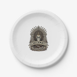Checkmate Skull King Vintage Chess Paper Plate
