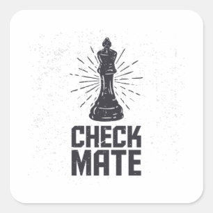 checkmate with chess vintage square sticker