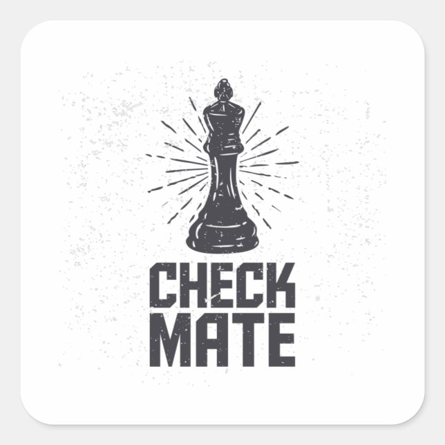 checkmate with chess vintage square sticker (Front)