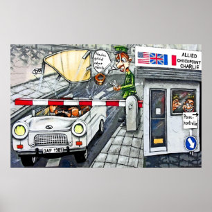 Checkpoint Charlie, Berlin, Cartoon (Large) Poster