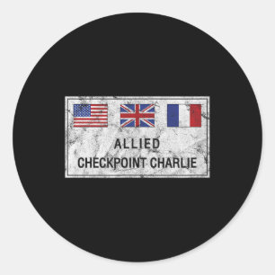 Checkpoint Charlie Cold War Berlin Wall East Germa Classic Round Sticker